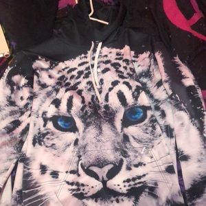 Women’s small snow leopard pull over hoodie